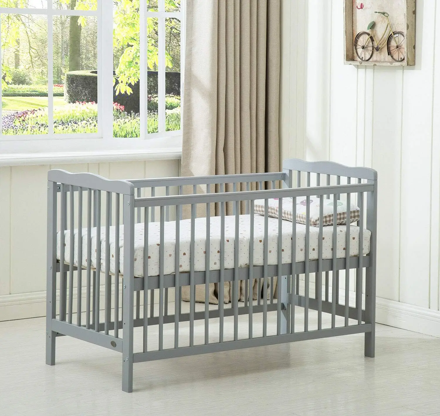 mcc direct Brooklyn Baby Cot Crib With Water repellent Mattress and Safety Wooden Barrier (125 x 66 cm) - Image 5