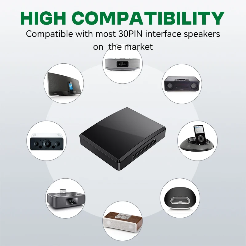 30Pin Bluetooth 5.4 5.1 Music Receiver A2DP/AVRCP Mini Wireless Audio Adapter For IPhone IPod 30 PIN Analog Speaker HIFI Stereo - Image 5