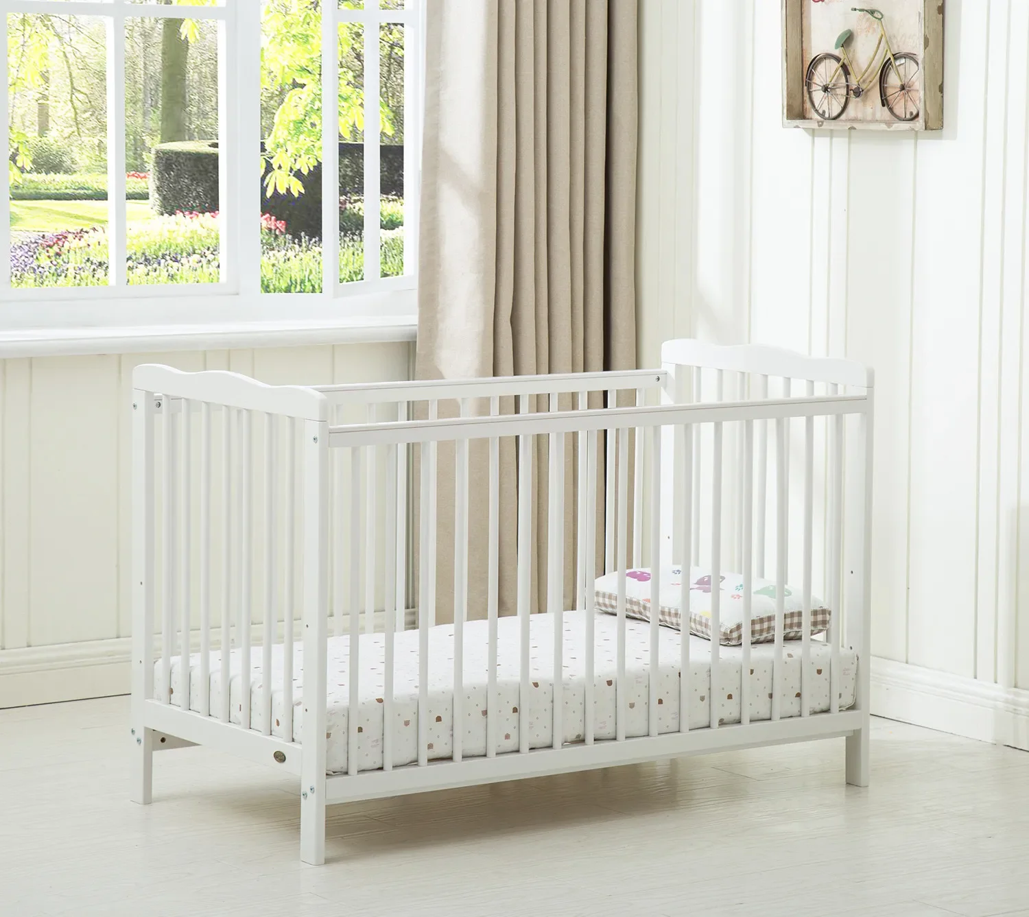 mcc direct Brooklyn Baby Cot Crib With Water repellent Mattress and Safety Wooden Barrier (125 x 66 cm) - Image 7