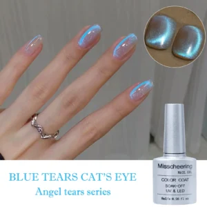 Aurora Blue Tears Cat Eye Magnetic Gel Nail Polish Sparkling Shimmer Fairy Crystal Magnetic Gel Nail Polish for DIY Charm Nails