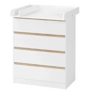 WOLTU 1SET White Changing Table with 4 Drawers 80x75x109.2cm Changing Dresser Baby Storage Unit for Children Room