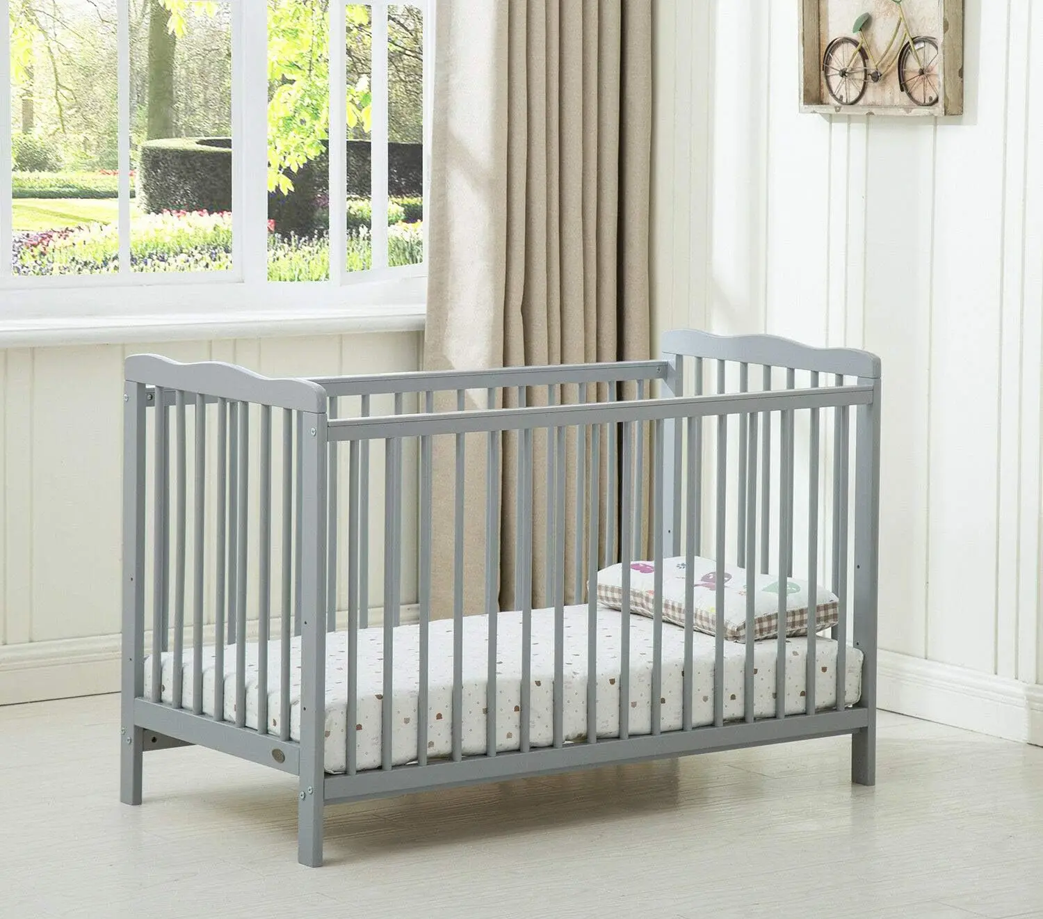 mcc direct Brooklyn Baby Cot Crib With Water repellent Mattress and Safety Wooden Barrier (125 x 66 cm) - Image 6