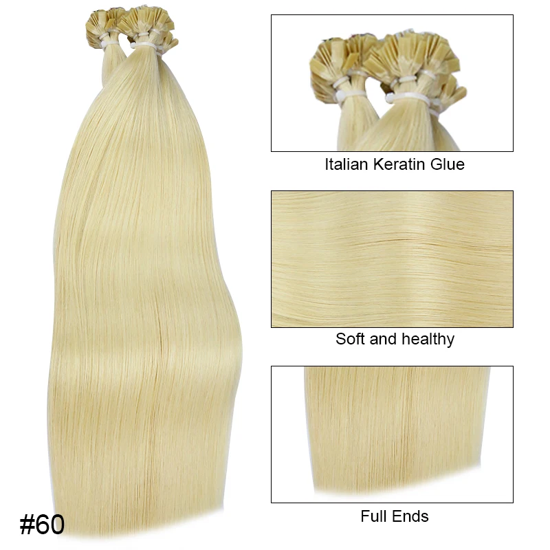 Straight Human Hair Extension By Fusion Flat Tip Keratin Capsules 0.8g/ 1g/Strand 50pcs Natural Hair Extension Ombre Blond Color - Image 7