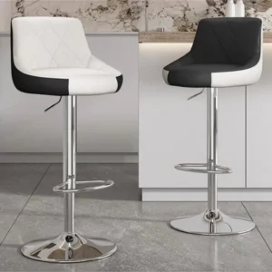 Adjustable High Bar Swivel Chair, Modern nordic Seat Stool, Front Desk Lift with High Stool, Fashion Backrest, nordic Style Metal Legs Bar Chair, Dining Chair