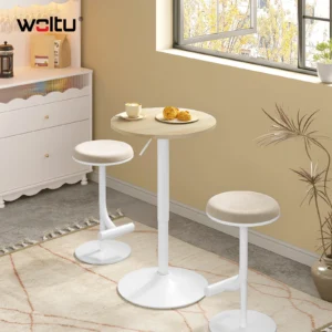 WOLTU 360° Swivel Bar Table with Round Table Top Height-Adjustable Small Kitchen Bistro Table for Balcony Reception Dining Room