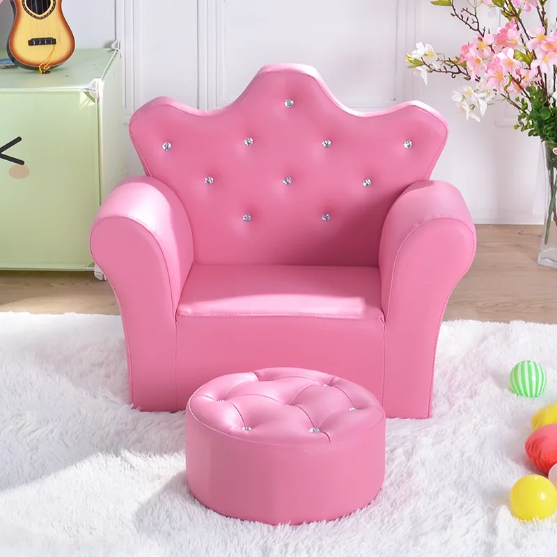 K-STAR High-quality Supplier Of Children's Furniture Sofas Korean Style Crown Pull Buckle Combination Sofa Fashionable Footstool - Image 2
