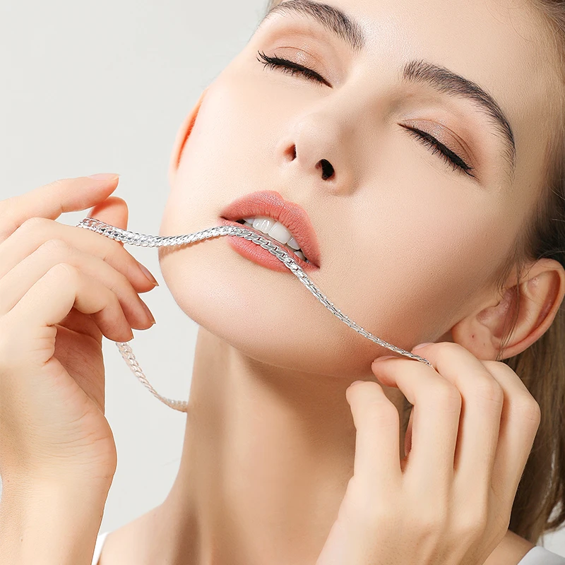 DOTEFFIL 925 Sterling Silver 6mm Side Chain 16/18/20/22/24 Inch Necklace For Woman Men Fashion Wedding Engagement Jewelry Gift - Image 3