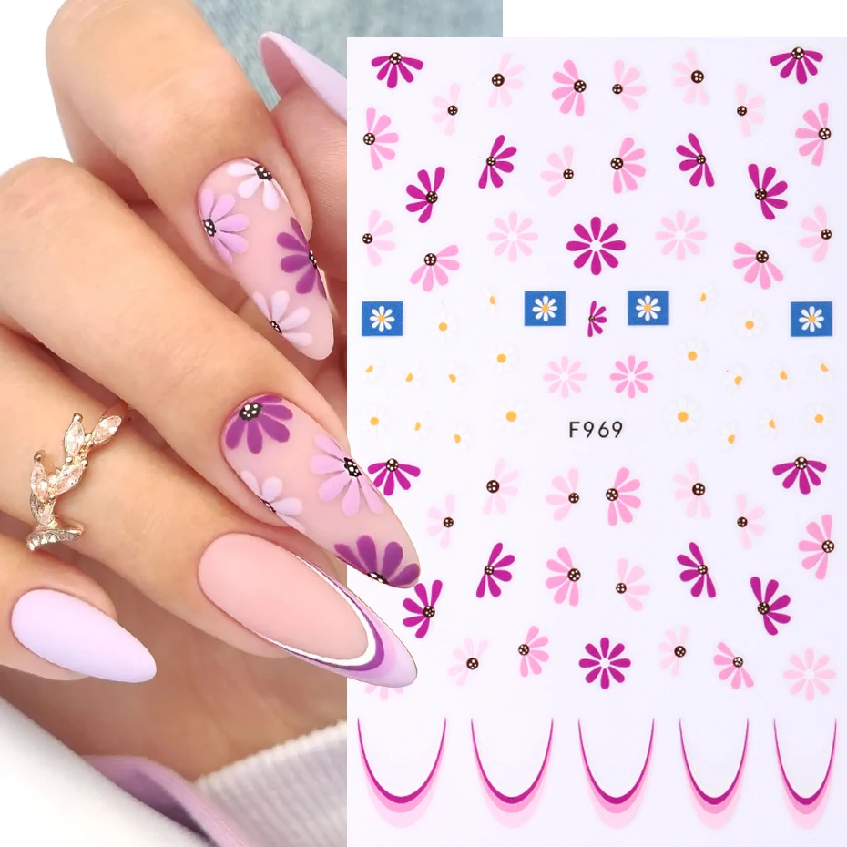 Spring Flowers 3D Nail Stickers Simple Summer Blossom Floral Tulip Fruit Nail Art Decals Adhesive Sliders Manicure Decorations - Image 10
