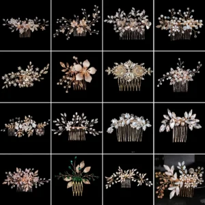 Golden Luxury Pearl Hair Comb Wedding Party Classic Jewellery Crystal Side Bangs Hair Clip For Women Elegant Headpieces
