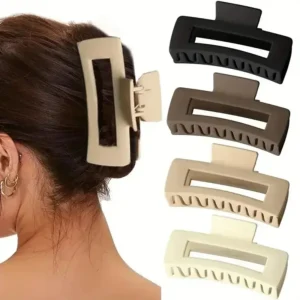 4pcs Shark Jaw Hair Claw Clips | Extra-Large Non-Slip Hold for Thick Hair | Solid Color Hair Accessories Set, Ponytail Tools