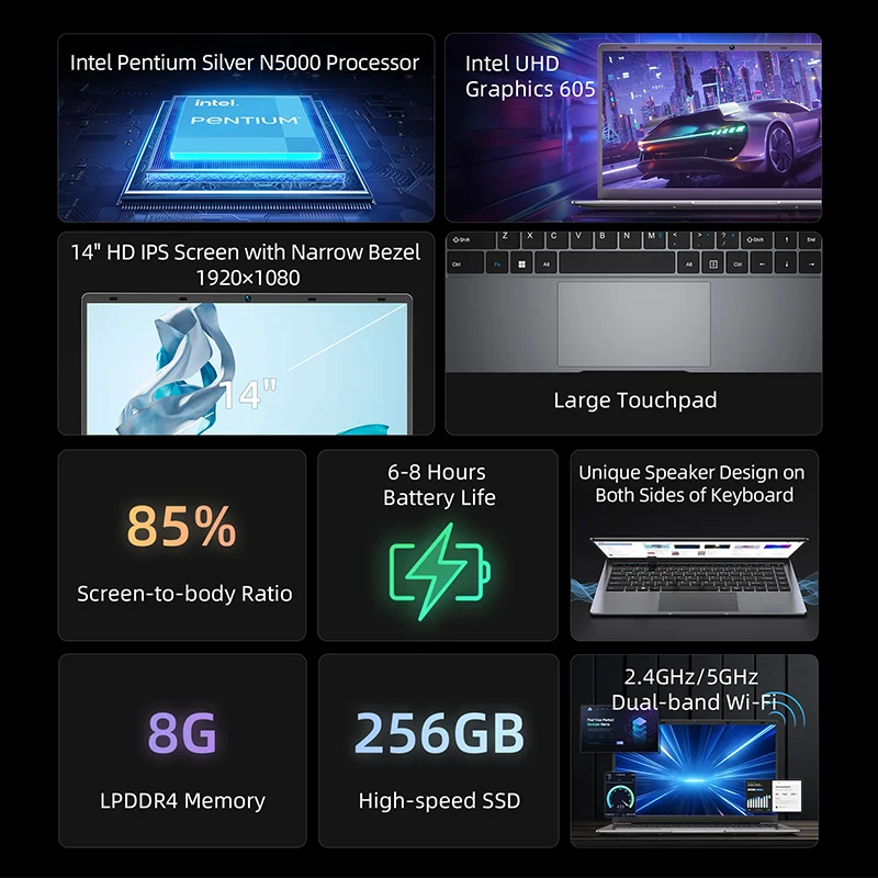 Bmax S14 Pro Intel N5000 8Gb Ram 256Gb Ssd Cpu 1920*1080 14 Inch Laptop Windows 11 Dual Notebook Wifi USB Laptop Pc - Image 2