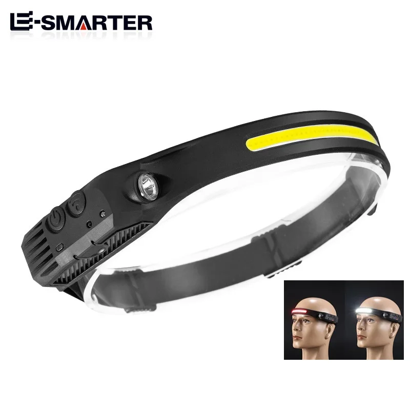 COB LED Sensor Head Lamp Induction Headlamp Built-in Battery Flashlight USB Rechargeable Head Torch 5 Lighting Modes Headlight - Image 8