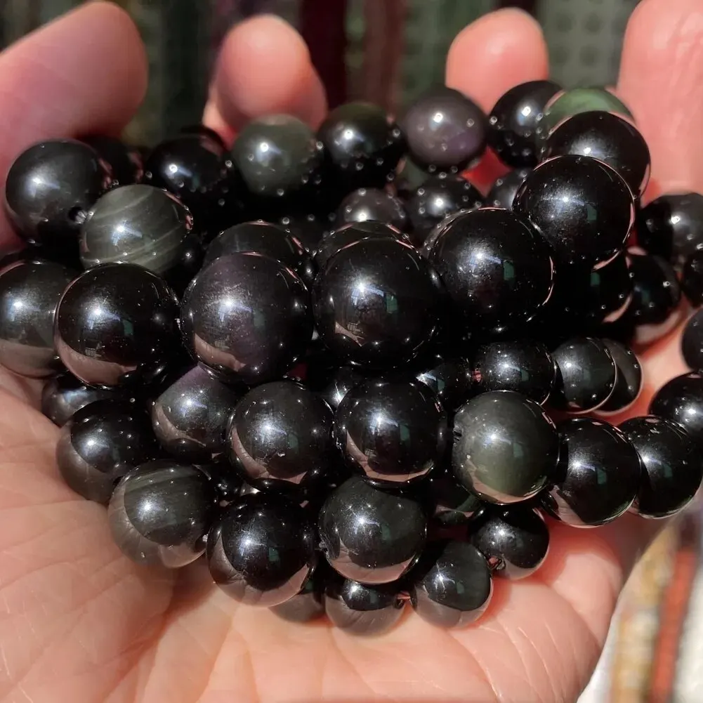 1 Strand 45pcs Natural Stone Rose Quartz Tiger Eye Black Obsidian Beads For Jewelry Making DIY Bracelet Necklace - Image 11