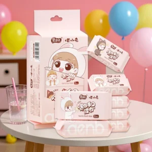 Hypoallergenic Hand & Mouth Wipes, 64 Sheets Thick & Moisturizing Cloth, Portable Travel Pack (8 Packs) for Sensitive Skin