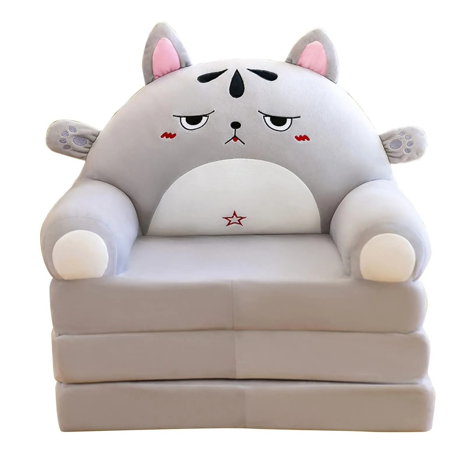 Plush Foldable Kids Sofa Backrest Armchair 2 In 1 Foldable Children Sofa Cute Cartoon Lazy Sofa Children Flip Open Sofa Bed For - Image 3