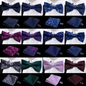 3pcs Bow Tie For Men Bowtie Handkerchief Cufflink Set For Shirts Fit Business Wedding Butterfly Paisley Pocket Square Bowtie Man
