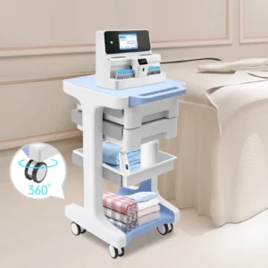 3 Layers ABS Trolley with 2 Drawers Mobile Medical Beauty Salon Storage Cart Shelf Load Capacity 50KG