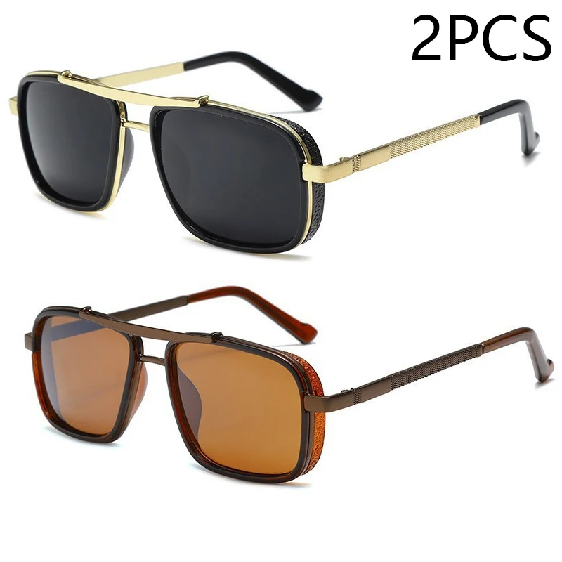 New Sunglasses Punk Sunglasses New Men's Square Uv400 Twin-beam Aviator Sunglasses - Image 9