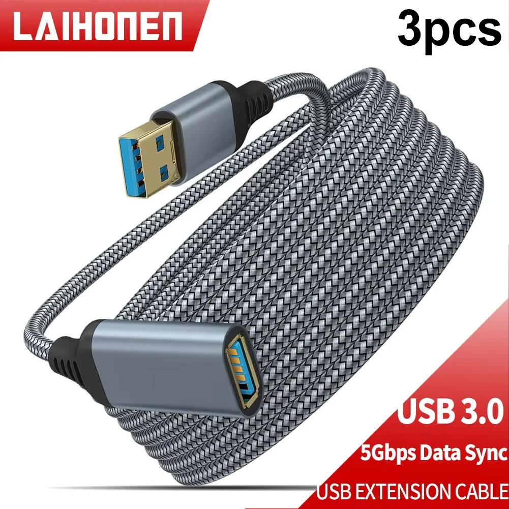 LAIHONEN Nylon Braided USB 3.0 Male To Female High Speed Transmission Data Cable Computer Camera Printer Extension Cable XBOX - Image 7