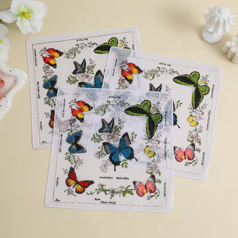 6 Pack of Women's Handkerchiefs, Classic Animal Handkerchiefs, Pure Cotton Handkerchiefs, Wedding Bride and Groom Souvenirs, Flap Pocket Pants Scarf, Placemat - Image 3