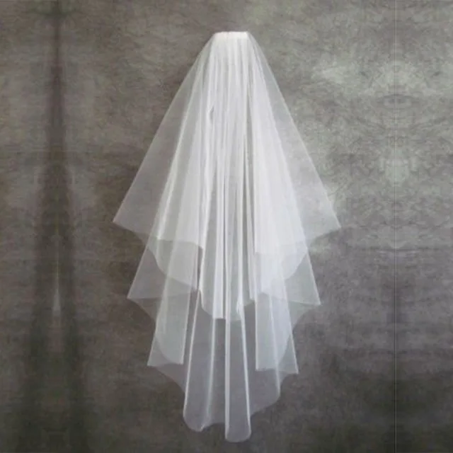 Cheap Short Wedding Veil With Comb Cut Edge 2 Layers Simple Mariage Accessories 2024 - Image 4
