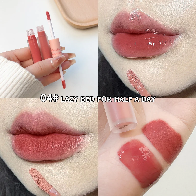 Matte Mirror Double Ended Lip Gloss Velvet Texture And Jelly Texture Moisturizing And Easy To Apply Lip Liquid Lipstick - Image 9