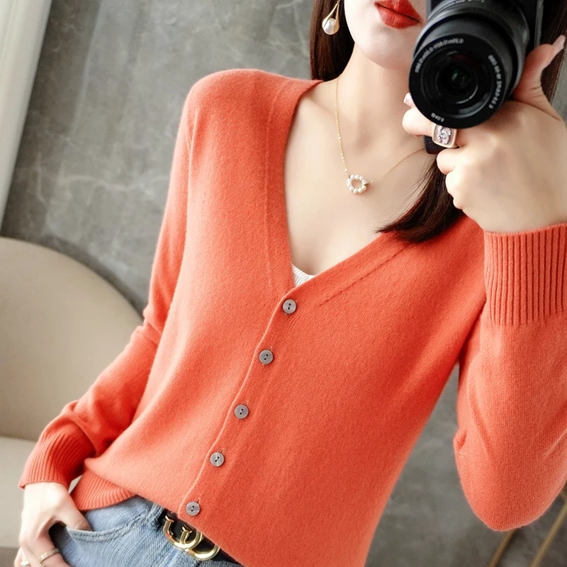 2024 New V-Neck Temperament Small Fragrant Wind Women Loose Sweater Sweater All Sweater Coat Special Offer Cardigan ZHI D035 - Image 7