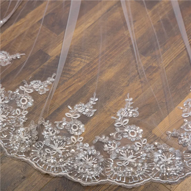 Wholesale white Ivory 3*3 Meter Cathedral wedding veils Lace Appliques Bridal veil - Image 6