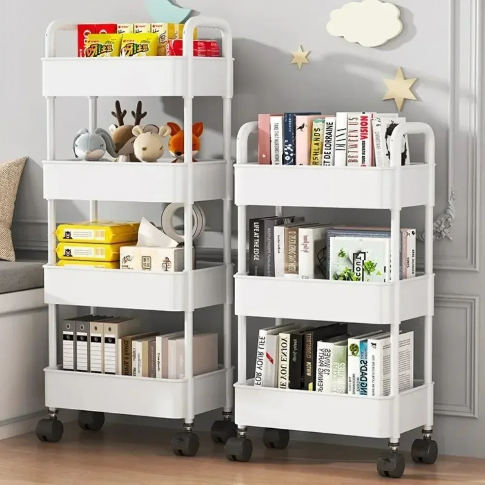 Bookshelf Storage Trolley Multi-Layer Shelves Household Snacks Storage Rack Mobile Kitchen Organizer Cart With Wheels - Image 2