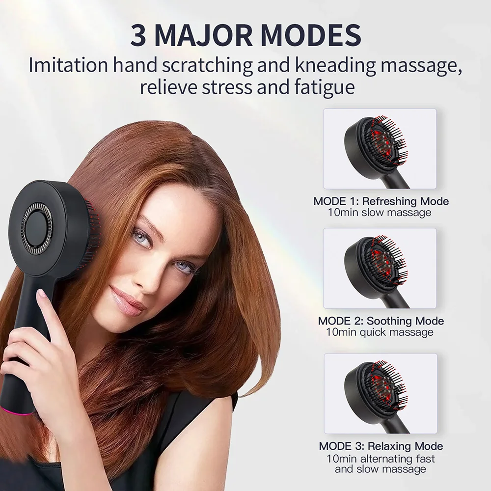 Electric Massage Comb Vibration Red Light Therapy Hair Growth Massage Scalp Massage Brush Anti Hair Loss Liquid Oil Applicator - Image 2