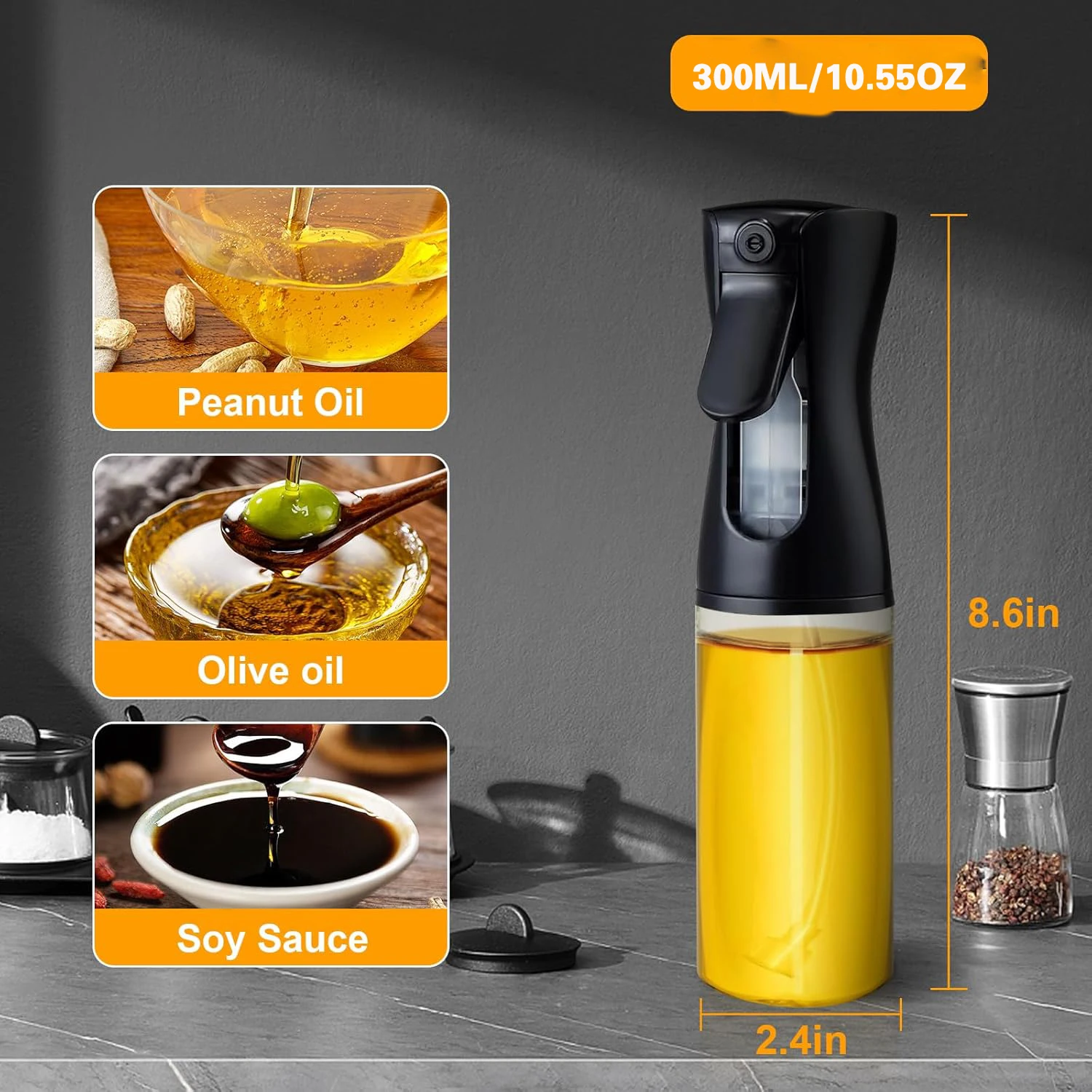 Olive Oil Mister Spray Bottle for Cooking - Cooking Oil Spray Bottle Air Fryer Accessories - Refillable Glass Dispenser - Image 8