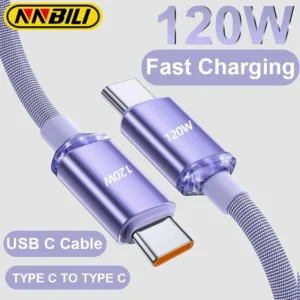NNBILI NEW 120W USBA To Type C To USBC Cable For iPhone 15 16 17 series PD Fast Charging USB C Data Cord For Xiaomi OPPO Samsung