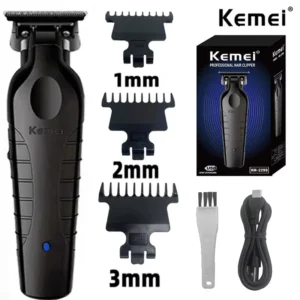 Kemei Men's Cordless Hair Clipper USB Rechargeable Zero Gap Trimmer Electric Hair Clipper Original Blade Accessories KM-2299
