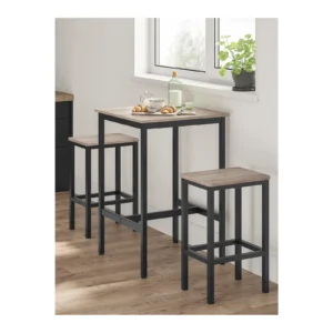 VASAGLE Square Breakfast Bar Table, Heavy-Duty Steel Frame, 60 x 60 x 92 cm, Easy Assembly, Kitchen Living Room,Industrial Style