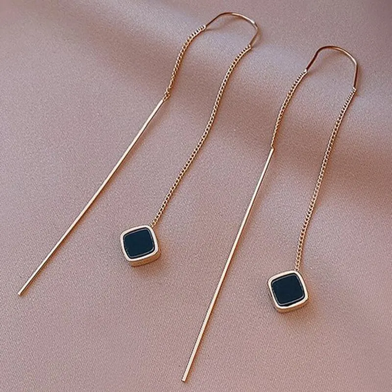 Simple Geometric Square Drop Earring For Women Korean Fashion Gold-color Line Long Tassel Dangle Earrings Party Jewelry Gift - Image 10