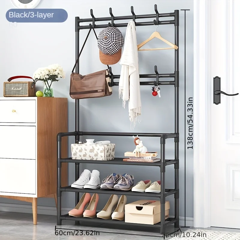 Simple Coat Rack With Shoe Storage Shelf Hallway Shelf For Storage Shoes Clothes Coat Hat Bag Umbrella Home Accessories - Image 4
