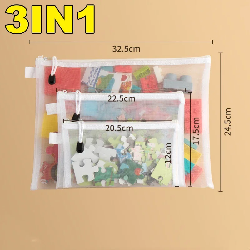 3/5/10pcs Mesh Zipper File Bag Waterproof Moisture-proof Zipper Folder Toy Storage Bag Storage Tools Cosmetic Organization Bag - Image 11