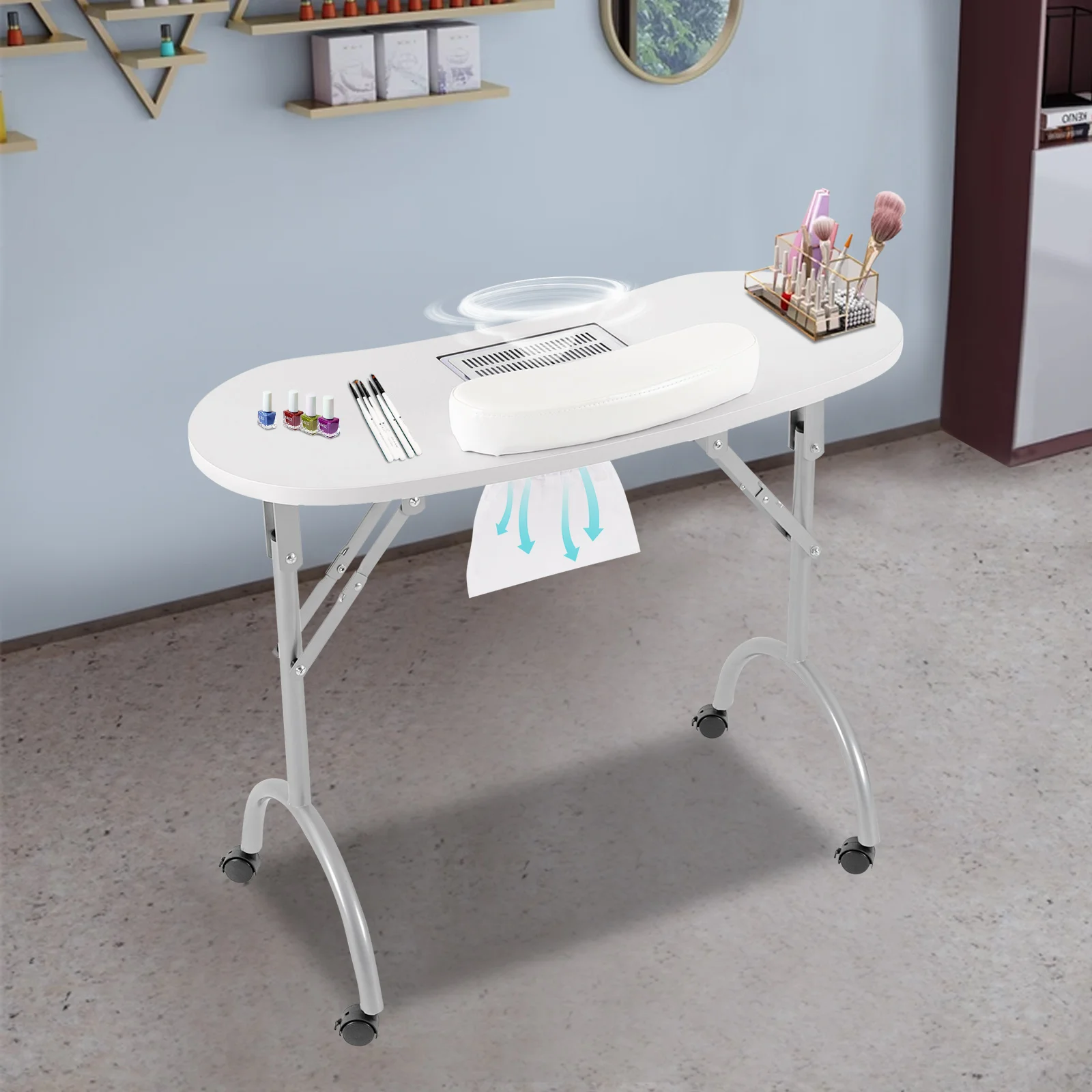 Folding Manicure Table Manicure Table with Suction 90 x 40 x 72.5 cm with Drawer Portable Nail Table Nail Care - Image 3