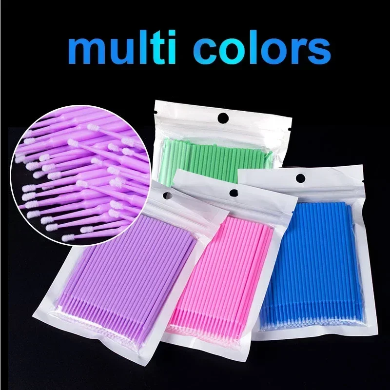 Brush Lash Extension 100Pcs Eyelash Cleaning Micro Cotton Swab Individual Eyelashes Microbrush Beauty Makeup Clean Remover Tools - Image 2