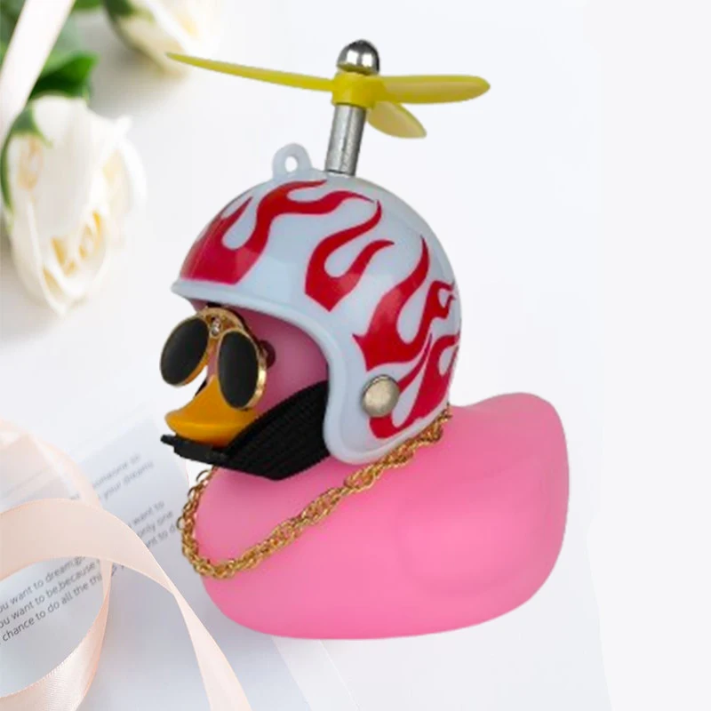 Car Duck With Helmet Broken Wind Pendant Small Yellow Duck Road Bike Motor Helmet Riding Cycling Accessories Without Lights - Image 17