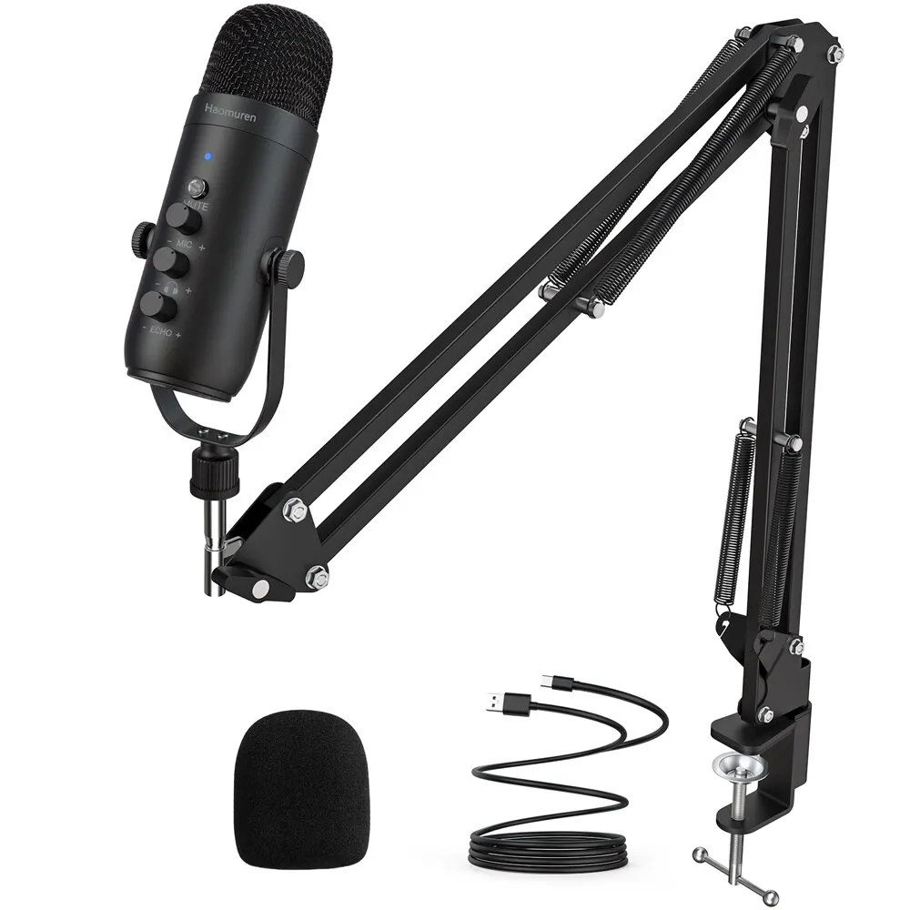 Haomuren Professional USB Streaming Podcast PC Microphone Studio Cardioid Condenser Mic Kit with Boom Arm For Recording YouTube - Image 7