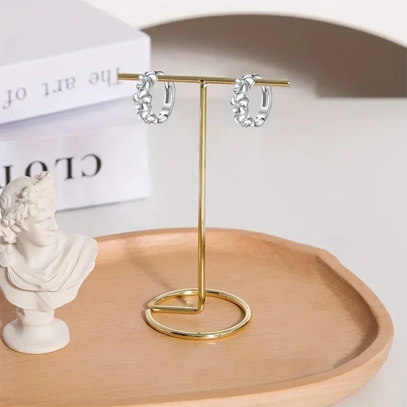 Sterling 925 Silver Exquisite Camellia Pattern Hoop Earrings Cute Elegant Style Delicate Gift For Women Girls Daily Casual - Image 3