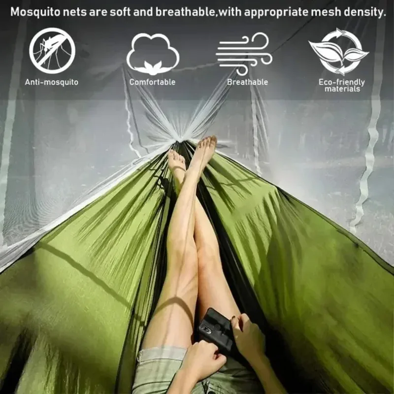2 Person Outdoor Camping Hammock with Mosquito Net Portable Comfortable Sleeping Tent Hammock Outdoor Furniture Bed - Image 5