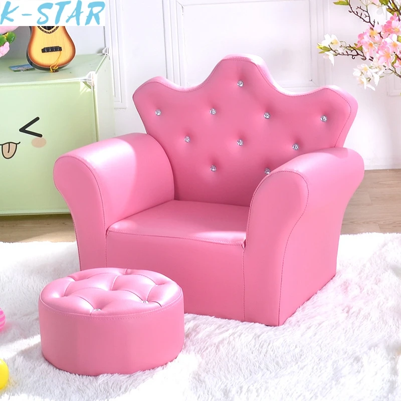 K-STAR High-quality Supplier Of Children's Furniture Sofas Korean Style Crown Pull Buckle Combination Sofa Fashionable Footstool
