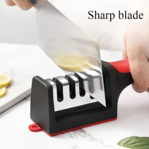 Kitchen 4Segment Knife Sharpener Household Multi-Functional Hand-Held Three-Purpose Black Sharpening Stone