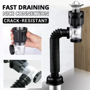 1-3PCS Multi Functional Universal Drain Hand Wash Basin Drain Pipe Basin Drain Pipe Non Adhesive Kitchen Drain Extension Pipe
