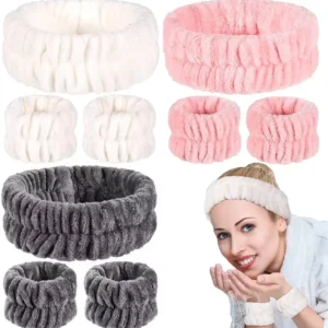 Face Wash Wristband Set Women's Headband Wristbands Absorbent Waterproof Wristbands Makeup Face Wash Hair Bands