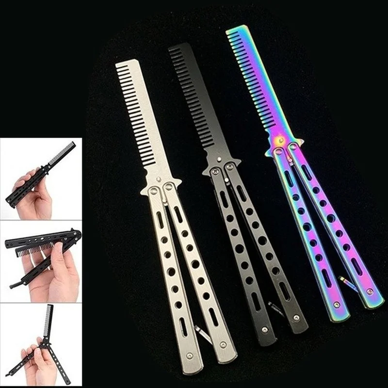 1 Piece of Swing Comb Stainless Steel Folding Butterfly Comb Novice Practice Training Hair Styling Tool - Image 3