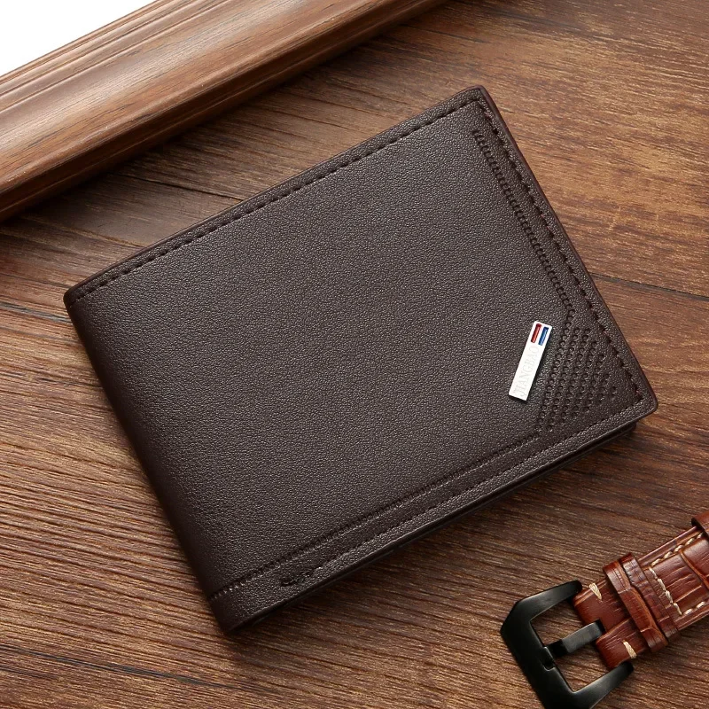 Men's leather short wallet thin wallet foldable minimalist soft leather wallet - Image 9