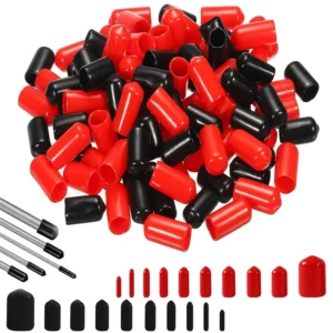 5-50pcs rubber end caps, vinyl end caps with black and red screws, bolts, screws, rubber thread protectors, safety covers